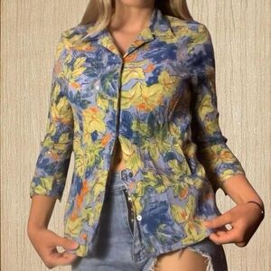 80s Liz Claiborne floral button up 🌻